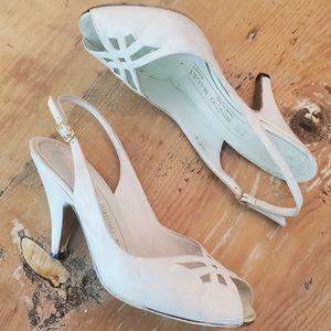 Bruno Magli White Sling back peeptoe pump